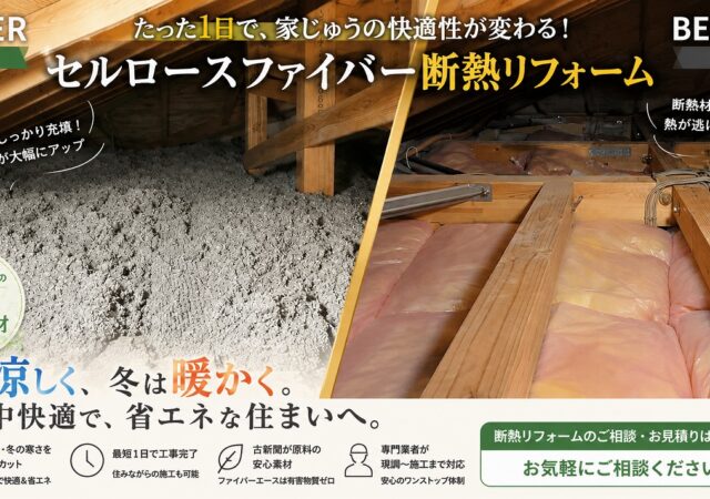 安城市｜天井断熱リフォーム【セルロースファイバー】